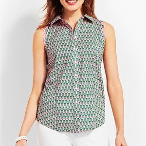 EUC Talbots Sleeveless Blouse With Pineapple Pattern